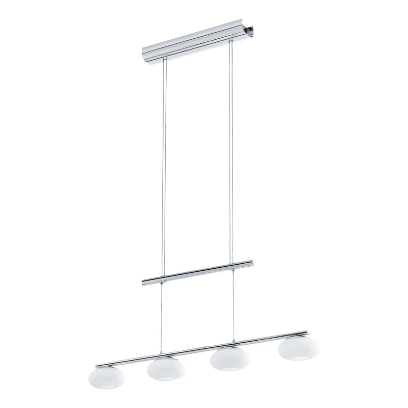 Eglo LED Pendant Lamp Aleandro 1, 4-Light Pendant for Dining Table, Metal and White Glass Hanging Light in Chrome, Dining Room Lamp Hanging, Kitchen Lamp Warm White