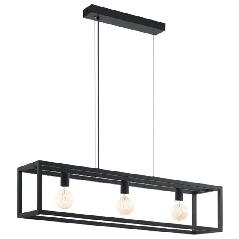 Eglo Pendant Light, Steel, 60 W, Black,49564