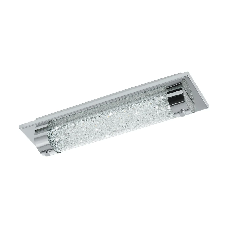 Eglo LED Ceiling Light Tolorico, Single-Flame Wall lamp for Bathroom, Bathroom Light Made of Stainless Steel, Glass and Crystal in Chrome, Clear, LED Damp-Proof Light Neutral White, IP44, L 35 cm