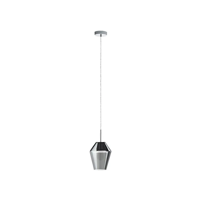 EGLO Murmillo Pendant Lamp, Chrome-Coloured Steel and Smoked Glass Ceiling Light, Dining and Living Room Hanging Lighting, E27 Socket