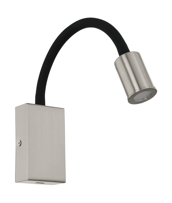Eglo LED Wall Light Tazzoli, Wall Lamp with USB Port, Indoor Wall Spotlight Made of Metal and Plastic with Flexible Reading Arm, Bedroom Lamp in Matte Nickel, Black, Warm White Reading Light