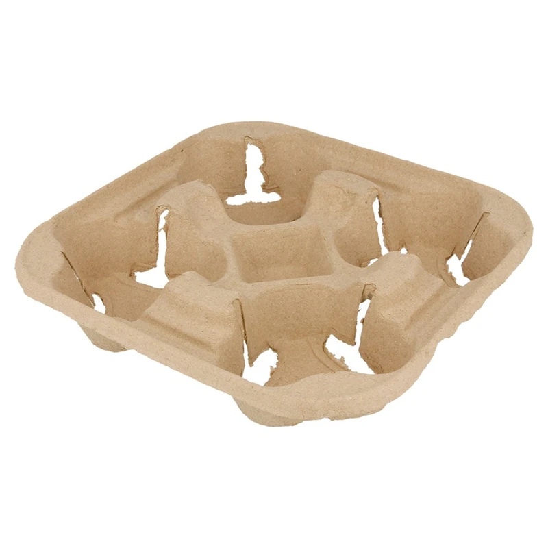 Cup Carrier, 4 Cups 22X22 Cm Natural Cardboard - 75 Units