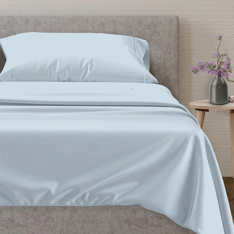 Mayfair Linen 100% Egyptian Cotton Sheets, Sky Blue Twin XL Sheets Set, 600 Thread Count Long Staple Cotton, Sateen Weave for Soft and Silky Feel, Fits Mattress Upto 18'' DEEP Pocket