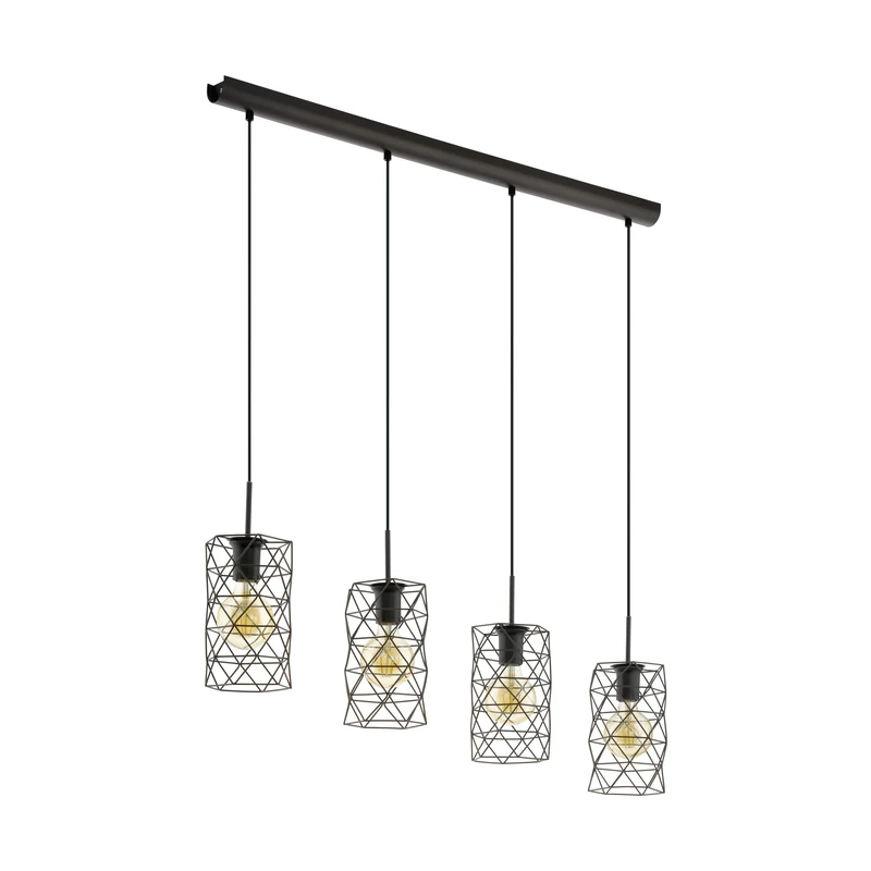Eglo Pendant Light Estevau, 4-Light Vintage Hanging Lamp, Metal Suspension in Dark Brown, Dining Table Light, Living Room Hanging Lamp with E27 Socket, L 97.5 cm
