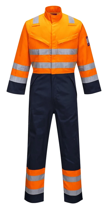 Portwest Modaflame RIS Navy/Orange Coverall, Color: Orange/Navy, Size: XXXL, MV29ONRXXXL