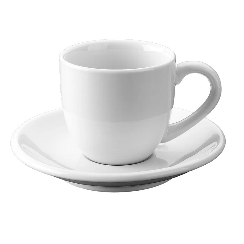 Coffee Cups + Saucer 90 Ml 5,5X4,5 Cm White Porcelain - 6 Units