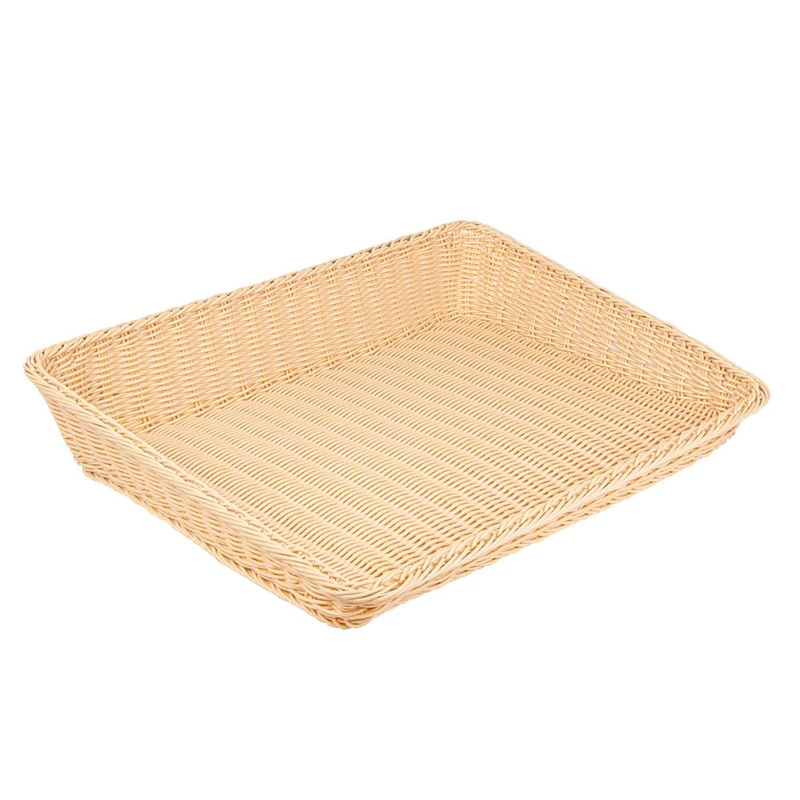 Rectangular-Slopings Basket Imitation Wicker 45X60X5/12 Cm Natural Pp - 1 Units - Image 1