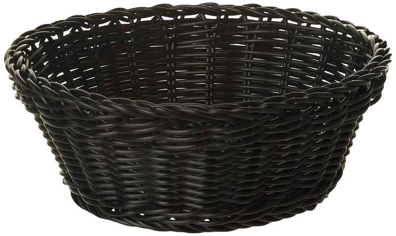 Round Baskets Imitation Wicker Ø 20X8 Cm Black Pp - 12 Units