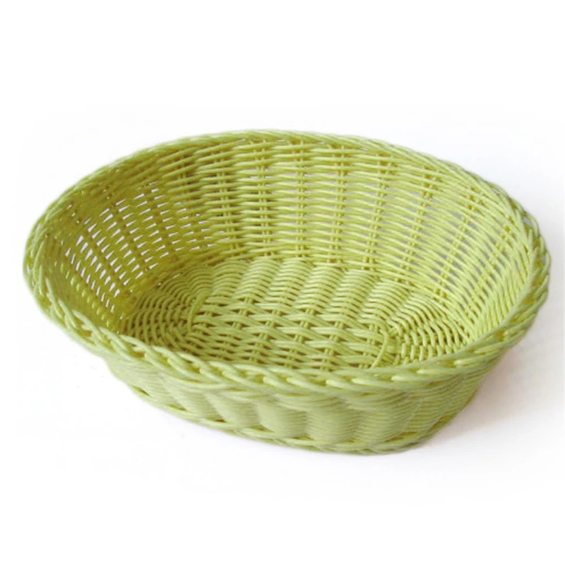 Oval Baskets Imitation Wicker 23X17X8 Cm Aniseed Green Pp - 12 Units