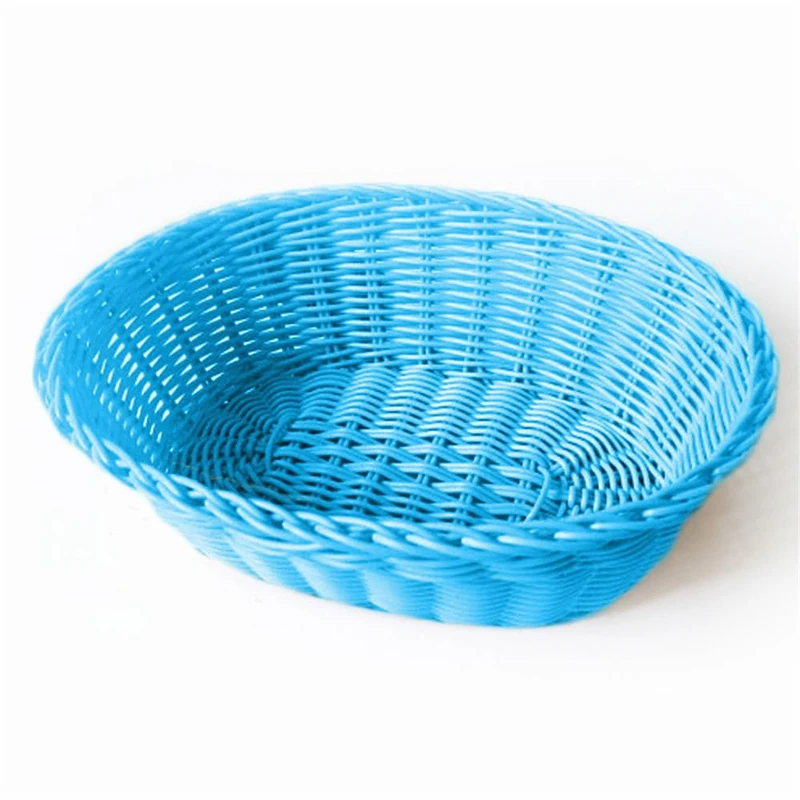 Oval Basket Imitation Wicker 23X17X8 Cm Turquoise Blue Pp - 12 Units