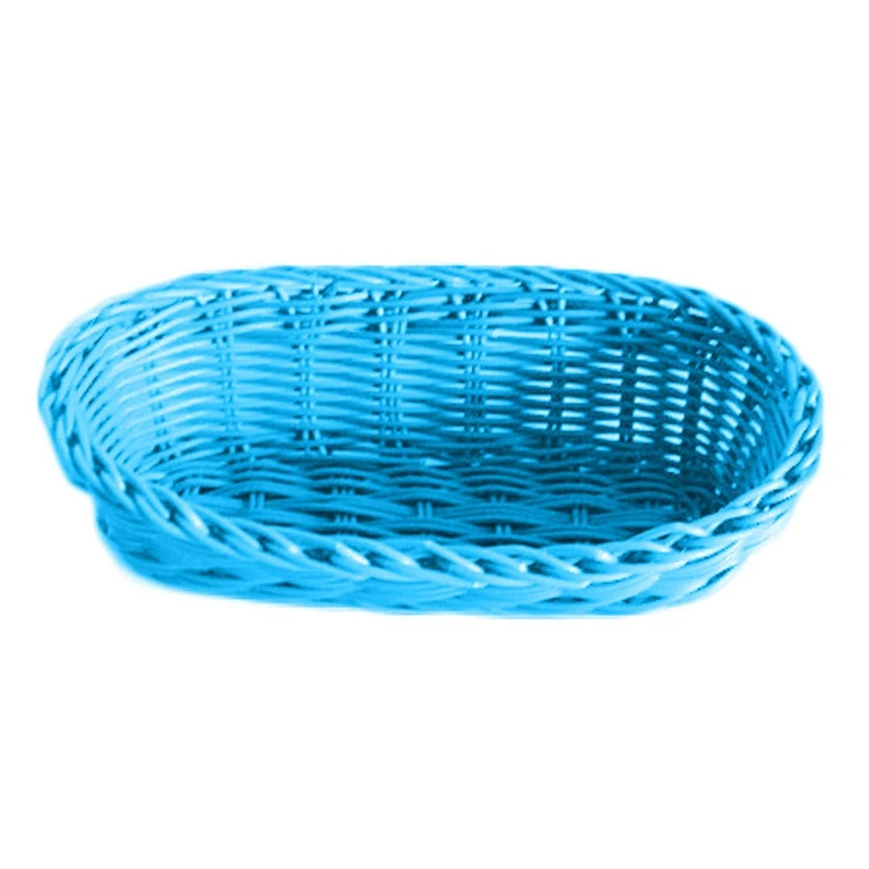 Elongated Basket Imitation Wicker 23X9X8 Cm Turquoise Blue Pp - 12 Units