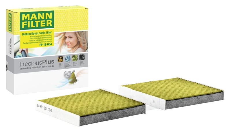 MANN-FILTER FP 19 004 Cabin Air Filter - FreciousPlus Biofunctional Pollen Filter - for Cars + Transporters - Image 1