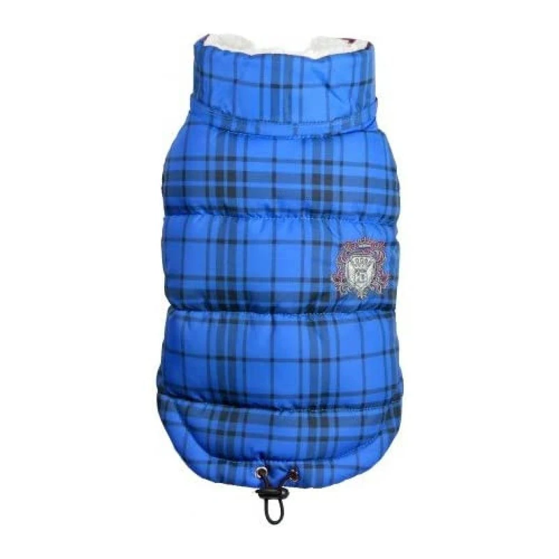 Hip Doggie HD 5PDSB Plaid Puffer Vest Coat, XS, Blue - Image 1