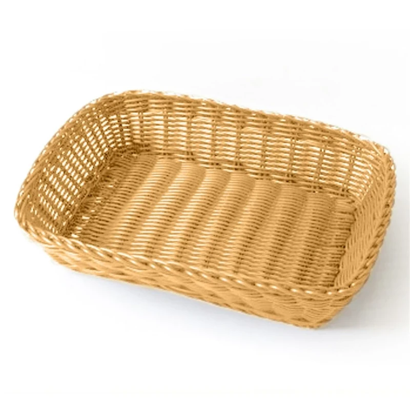 Rectangular Baskets Imitation Wicker 30X22X7 Cm Orange Pp - 12 Units
