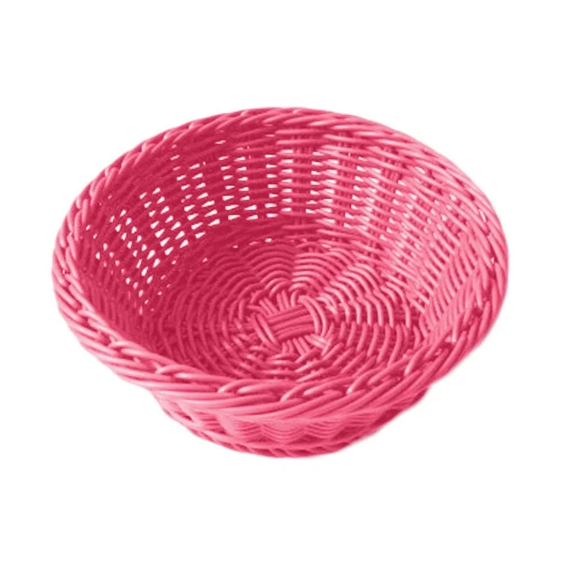 Round Baskets Imitation Wicker Ø 20X8 Cm Fuchsia Pp - 12 Units