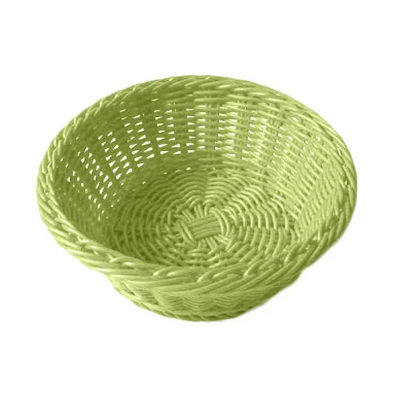 Round Baskets Imitation Wicker Ø 20X8 Cm Aniseed Green Pp - 12 Units