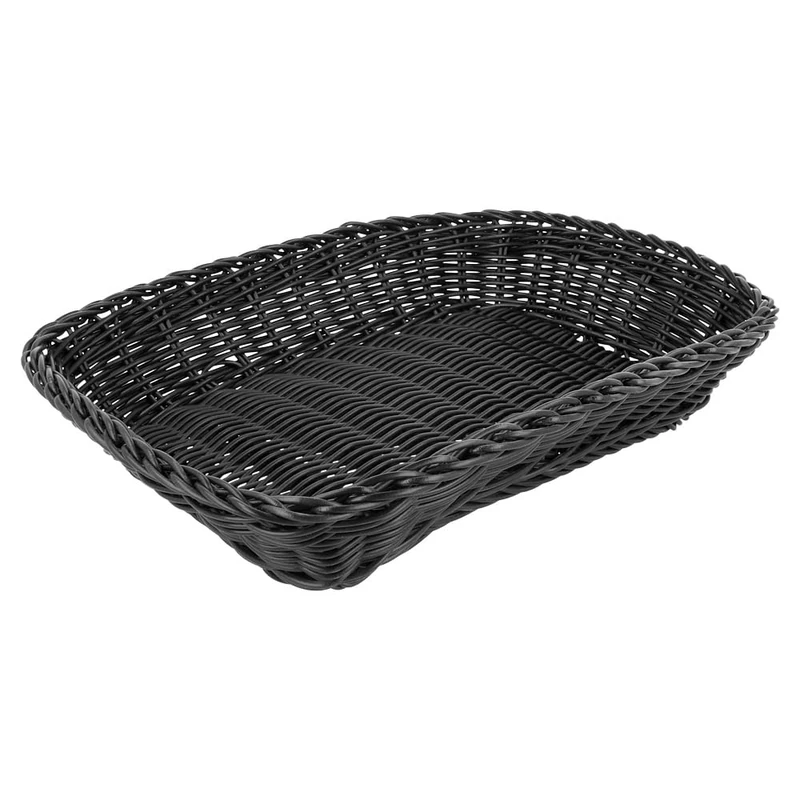 Rectangular Baskets Imitation Wicker 30X22X7 Cm Black Pp - 12 Units