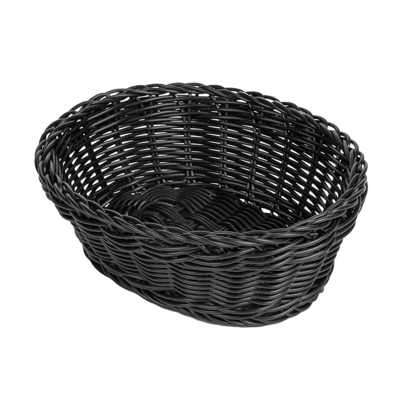 Oval Baskets Imitation Wicker 23X17X8 Cm Black Pp - 12 Units