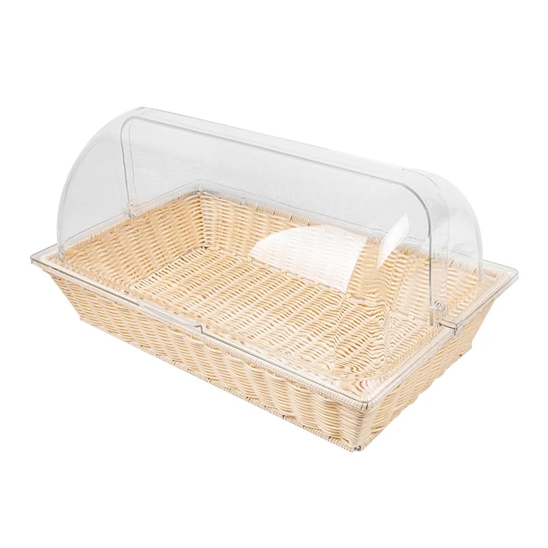 Basket Imitation Wicker With Cover Gn 1/1 Beige Pp - 1 Units - Image 1