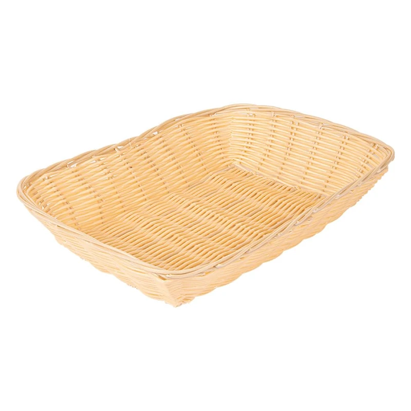 Rectangular Baskets Imitation Wicker 30X22X7 Cm Natural Pp - 12 Units