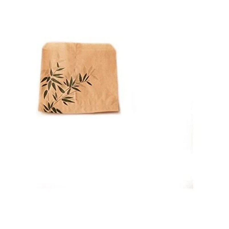 Chip Greaseproof Bags "Feel Green" 34 Gsm 12X12 Cm Beige Greaseproof Parch. - 1000 Units