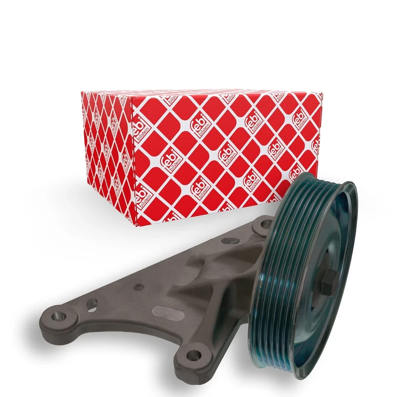 febi bilstein 100163 Idler Pulley with bracket, for auxiliary belt, pack of one