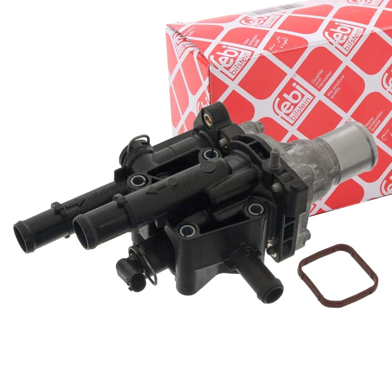 febi bilstein 49187 Thermostat Housing with thermostat, seal and temperature switch, pack of one