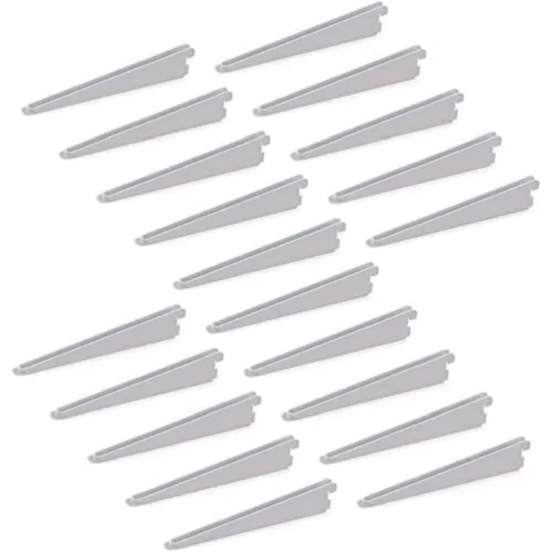 Emuca 7908712 Shelf brackets for twin slot wall rail (grid dimension: 32mm), White, 270mm, Set of 20 pieces