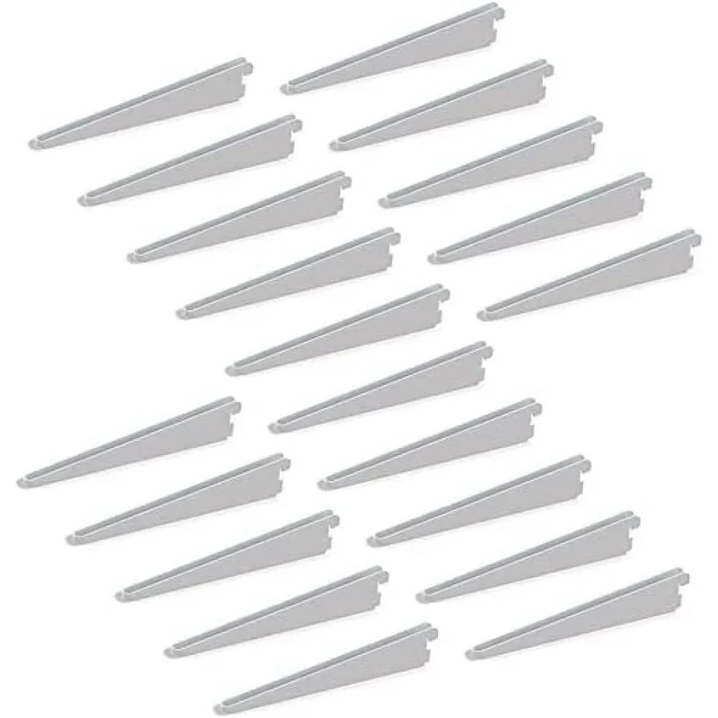 Emuca - Shelf Brackets for Twin Slot Wall Rail (Grid Dimension: 32mm (1,25 inch)), White, 320mm (12,6 inch), Set of 20 Pieces