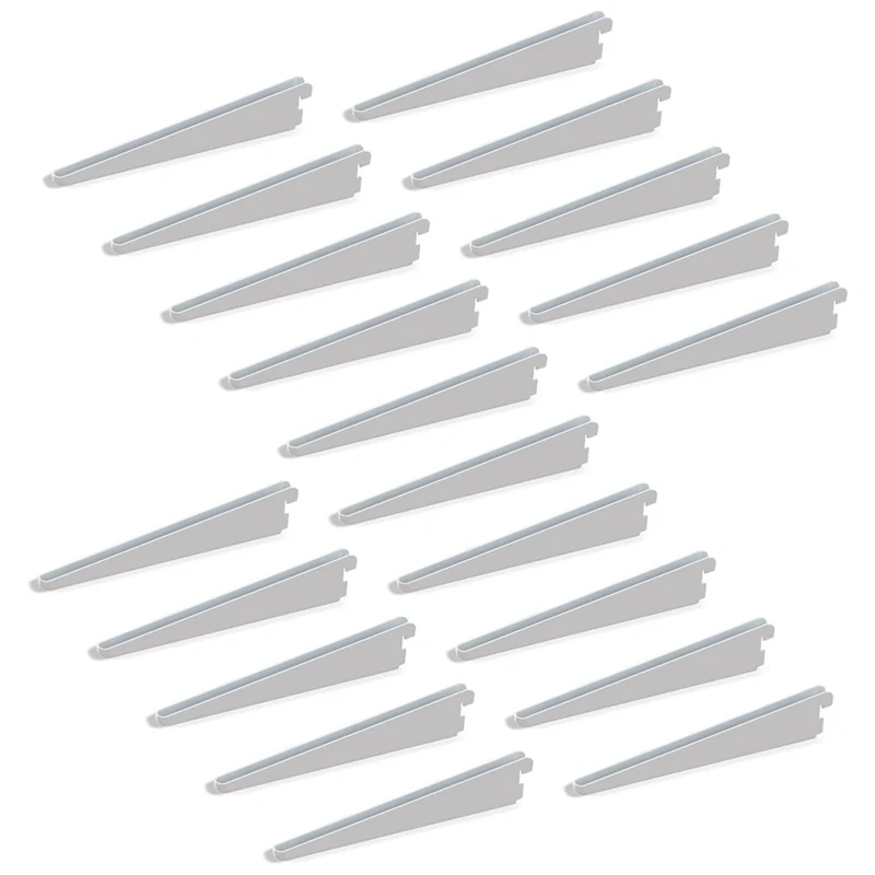 Emuca -Shelf Brackets for Twin Slot Wall Rail (Grid Dimension: 32mm (1,25 inch)), White, 370mm (14,5 inch), Set of 20 Pieces