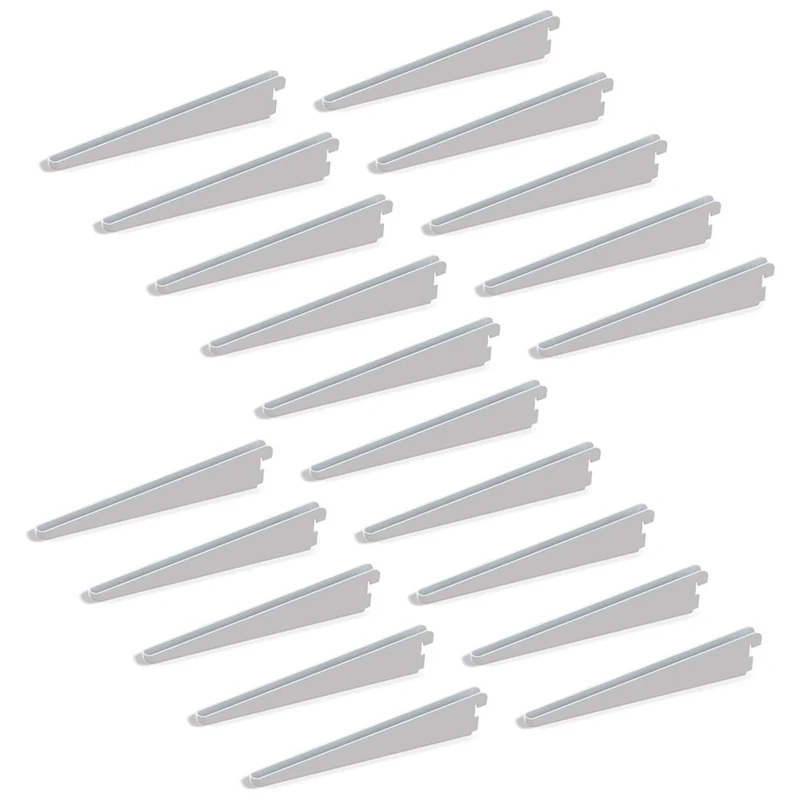 Emuca - Shelf Brackets for Twin Slot Wall Rail (Grid Dimension:32mm (1,25 inch)), White, 470mm (18,5 inch), Set of 20 Pieces