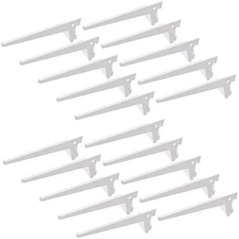 Emuca - Shelf Brackets for Single Slot Wall Rail (Grid Dimension: 50mm), White, 400mm, Set of 20 Pieces