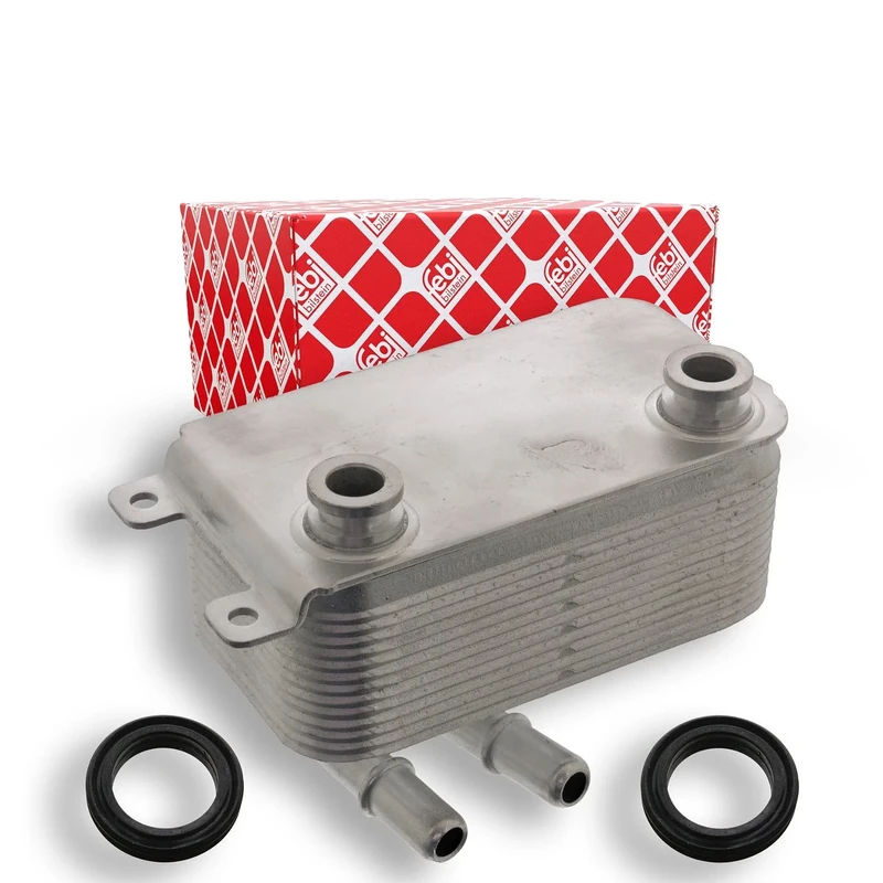 febi bilstein 100126 Oil Cooler for automatic transmission, with seal rings, pack of one