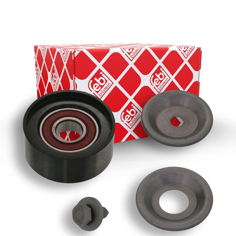 febi bilstein 100155 Idler Pulley for auxiliary belt, with screw, pack of one