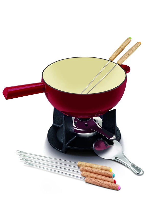Beka Belledone Cast Iron Cheese Fondue Set, Red - Image 1