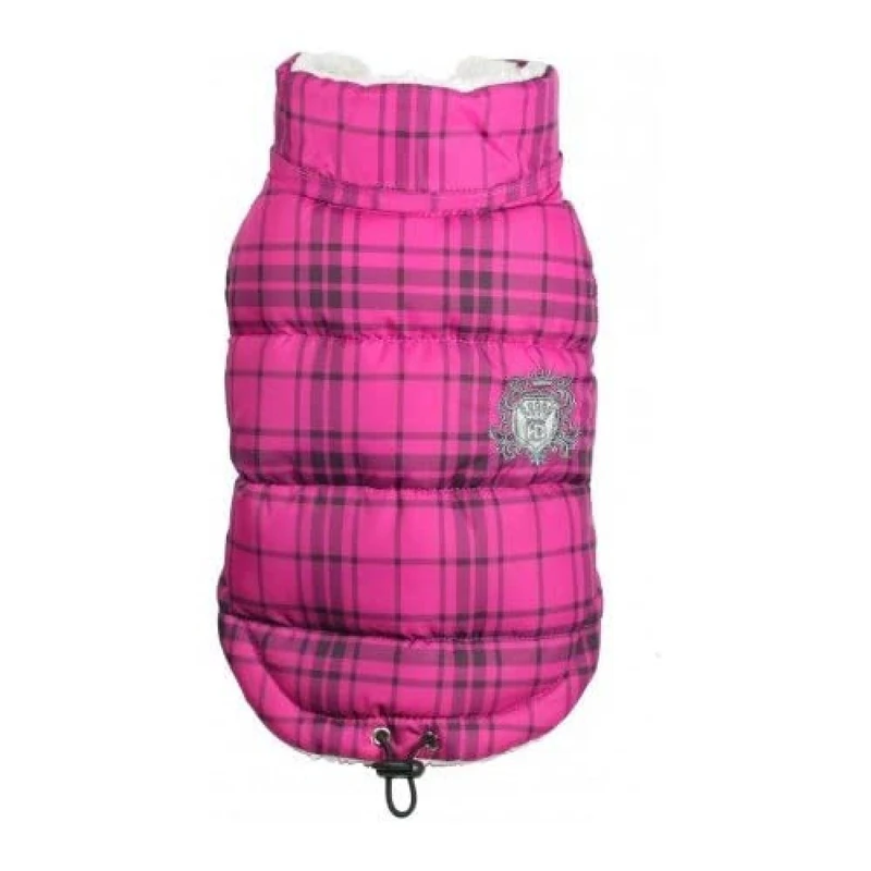 Hip Doggie HD 5PDSP Plaid Puffer Vest Coat, L, Pink
