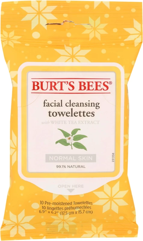 Burt's Bees Facial Cleansing Towelettes with White Tea Extract, 10-Piece