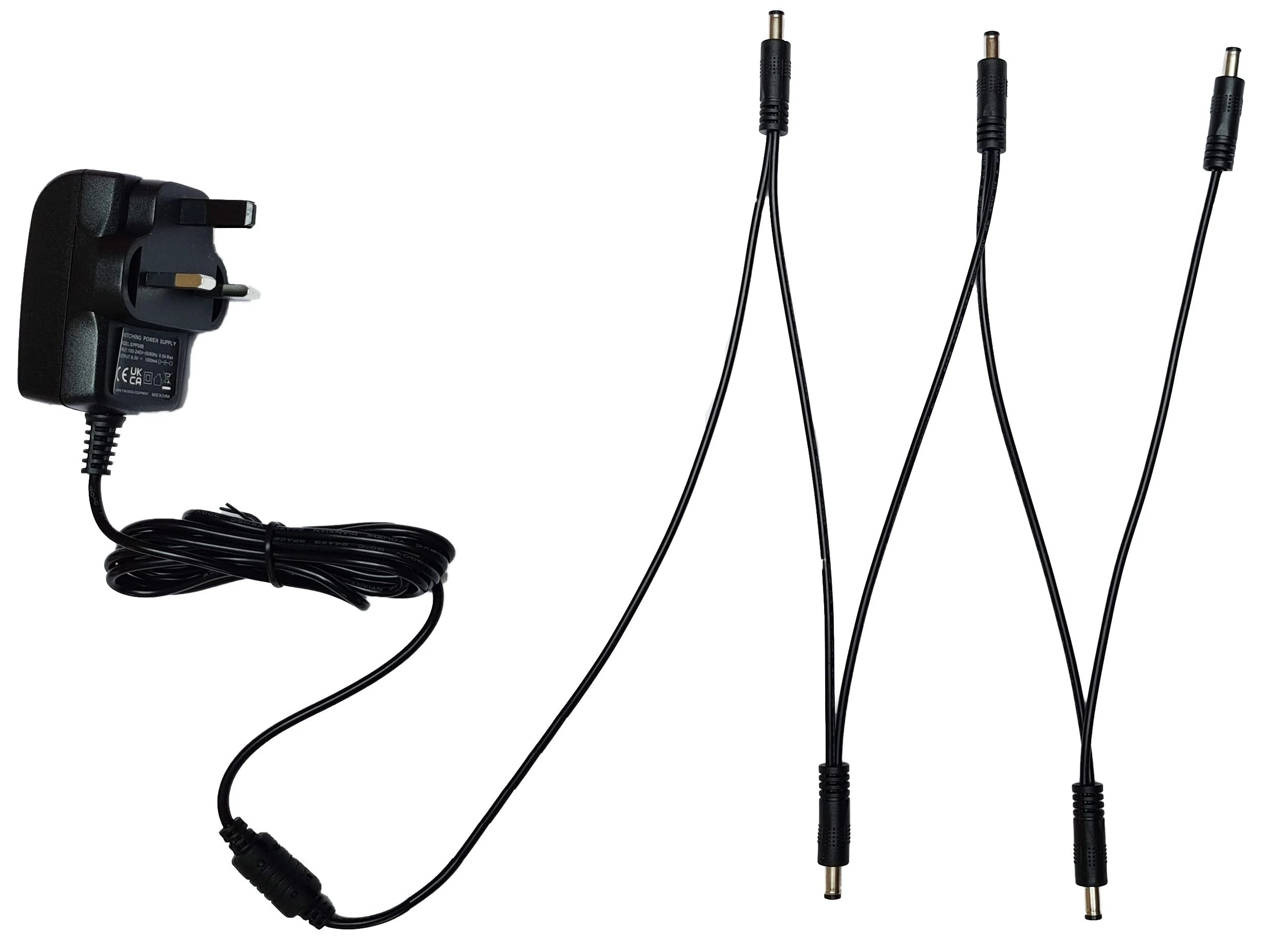 9V GUITAR EFFECT PEDAL POWER SUPPLY ADAPTER & 5 WAY DAISY CHAIN BEHRINGER 3 4 5