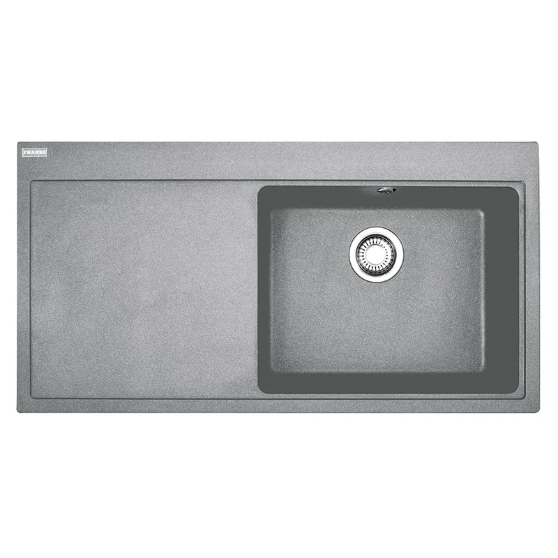 Franke Kitchen Sink Made of Granite (Fragranite) with a Single Bowl Mythos MTG 611-stone Right 114.0330.979, Stone Grey