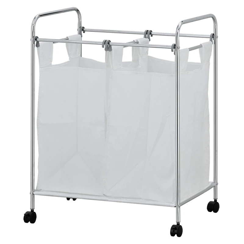 Furinno Wayar Laundry Sorter with Removable Bags, White/Chrome - Image 1