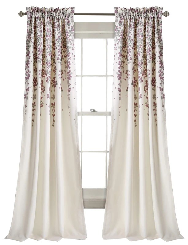 Lush Decor Weeping Flowers, Polyester, Purple & Gray, 52" W x 84" L (Pack of 1)