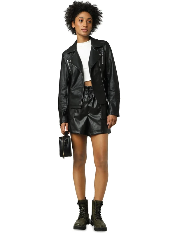 ONLY Women's Onlgemma Faux Leather Biker Otw Noos Jacket, Black, 38 UK - Image 1