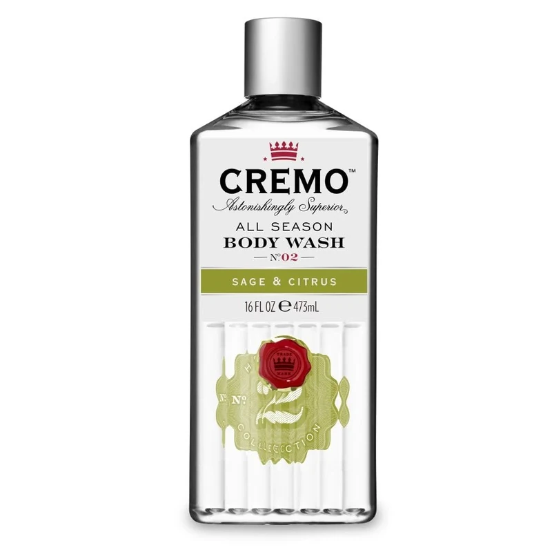 Cremo Sage and Citrus Body Wash, Men's Shower Gel for Body Skin Care, Moisturising and Revitalising, 473 ml