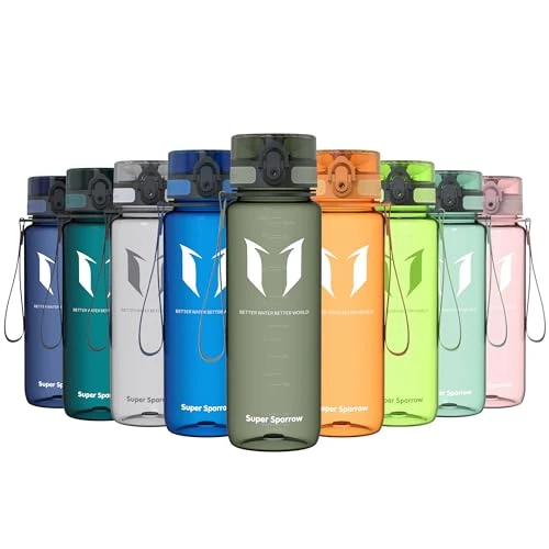 Super Sparrow Sports Water Bottle - 350ml & 500ml & 750ml & 1000ml - Non-Toxic BPA Free & Eco-Friendly Tritan Co-Polyester Plastic - For Running, Gym, Yoga, Outdoors and Camping