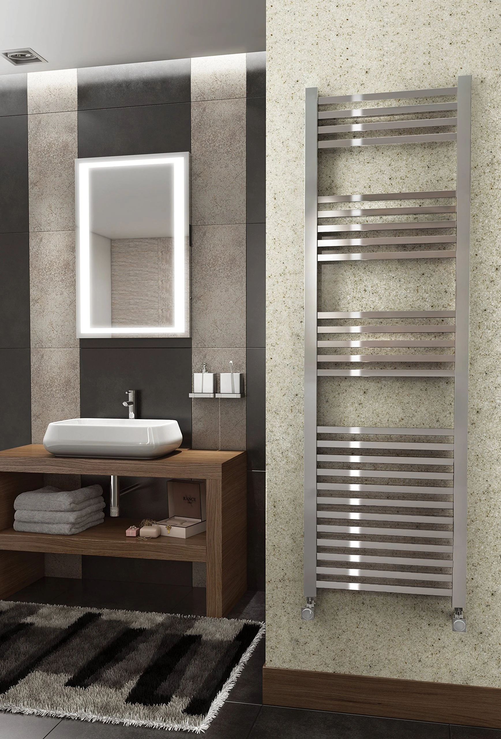 Kartell K Squared Straight Towel Rail - 500mm x 1600mm - Chrome - Flush Bathrooms