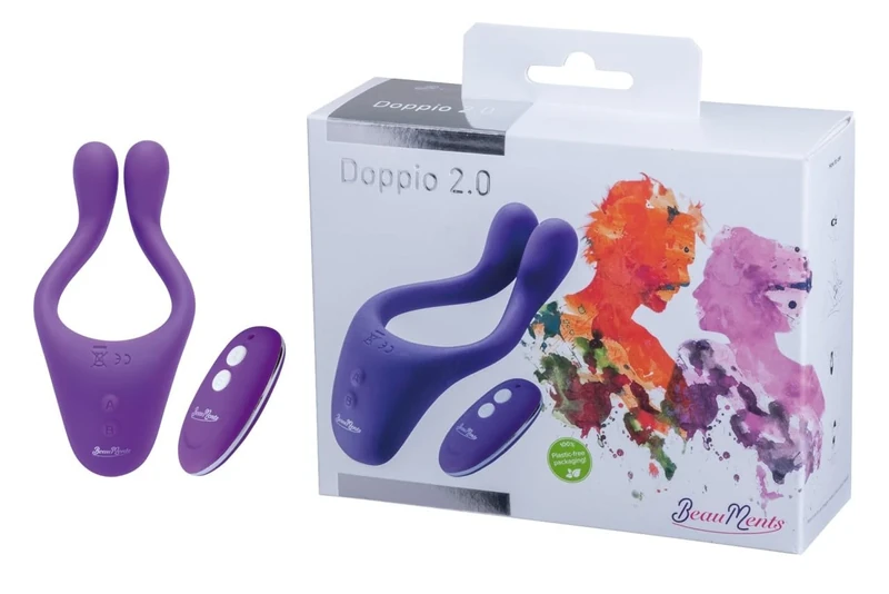 Doppio 2.0 Multi-use Couples Vibrator with Wireless Remote Control, Purple