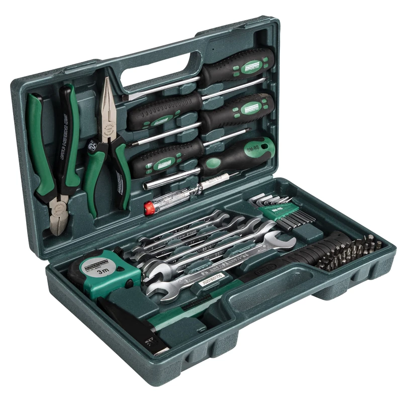 Brüder Mannesmann Tools M29032 47-Piece Tool Box - Green (Matte) - 335 x 335 x 195 mm