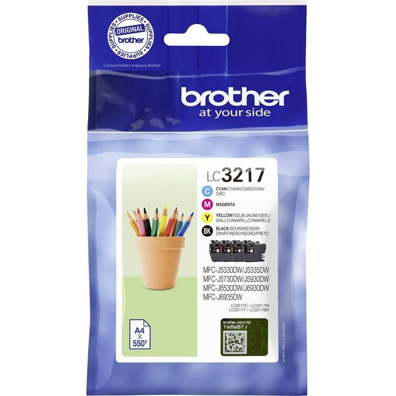 BROTHER LC-3217 Ink Cartridges Value Pack with Multicolour (Black, Cyan, Yellow and Magenta) - Image 1
