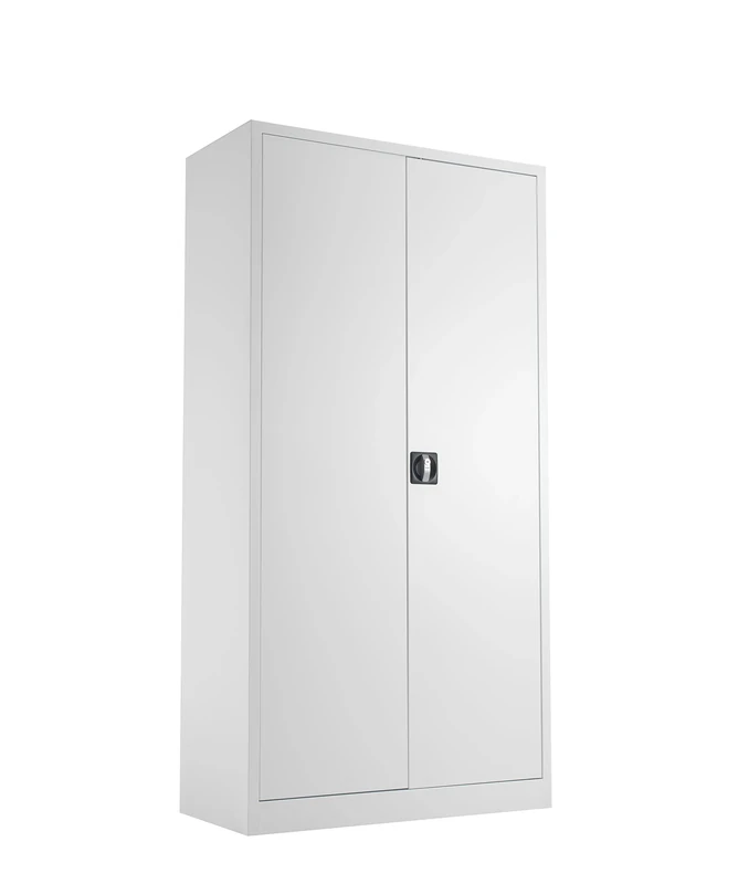 Office Hippo Steel Storage Cabinet, Lockable, Double Door, 4 Height Adjustable Shelves, 50kg Load Capacity, White, 92 cm x 179 cm