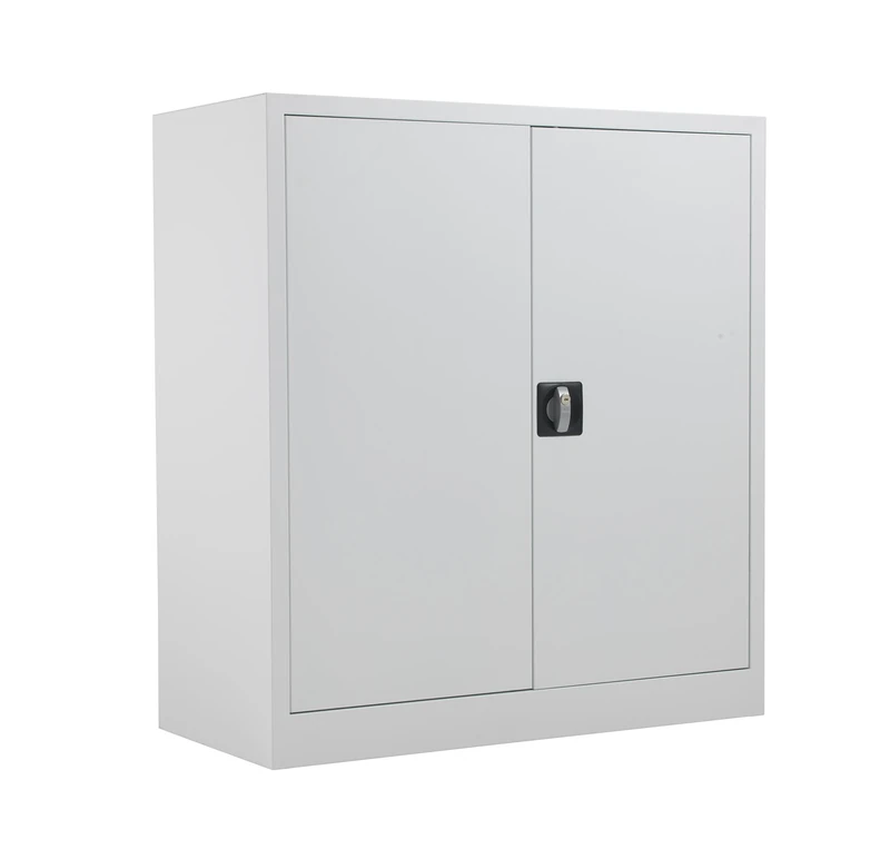 Office Hippo Steel Storage Cabinet, Lockable Cabinet, Double Door Metal Storage Cabinet With 2 Height Adjustable Shelves, Metal Cabinet With 50kg Load Capacity Per Shelf - White